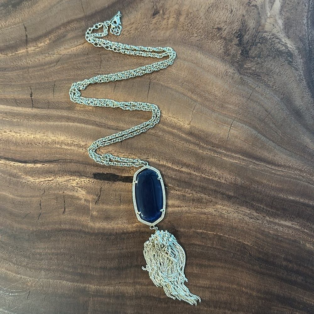 Kendra Scott Rayne Long Necklace Tassel Gold And Blue